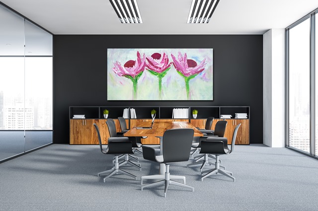 Abstrakte Blumen Malerei XXL Besprechungszimmer - 1304